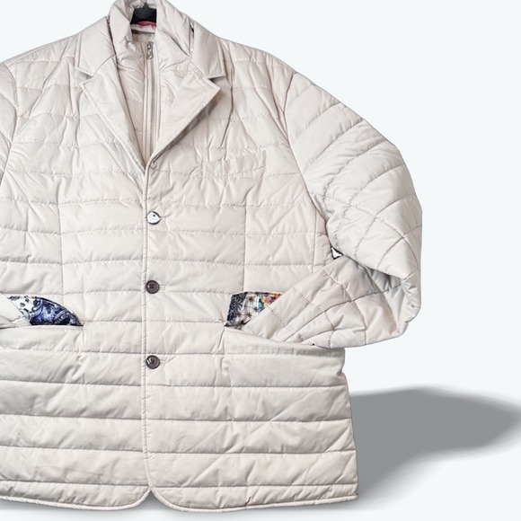 Robert Graham Other - Robert Graham Jacket Mens XL Stone Gray Quilted Puffer Blazer Coat Warm
